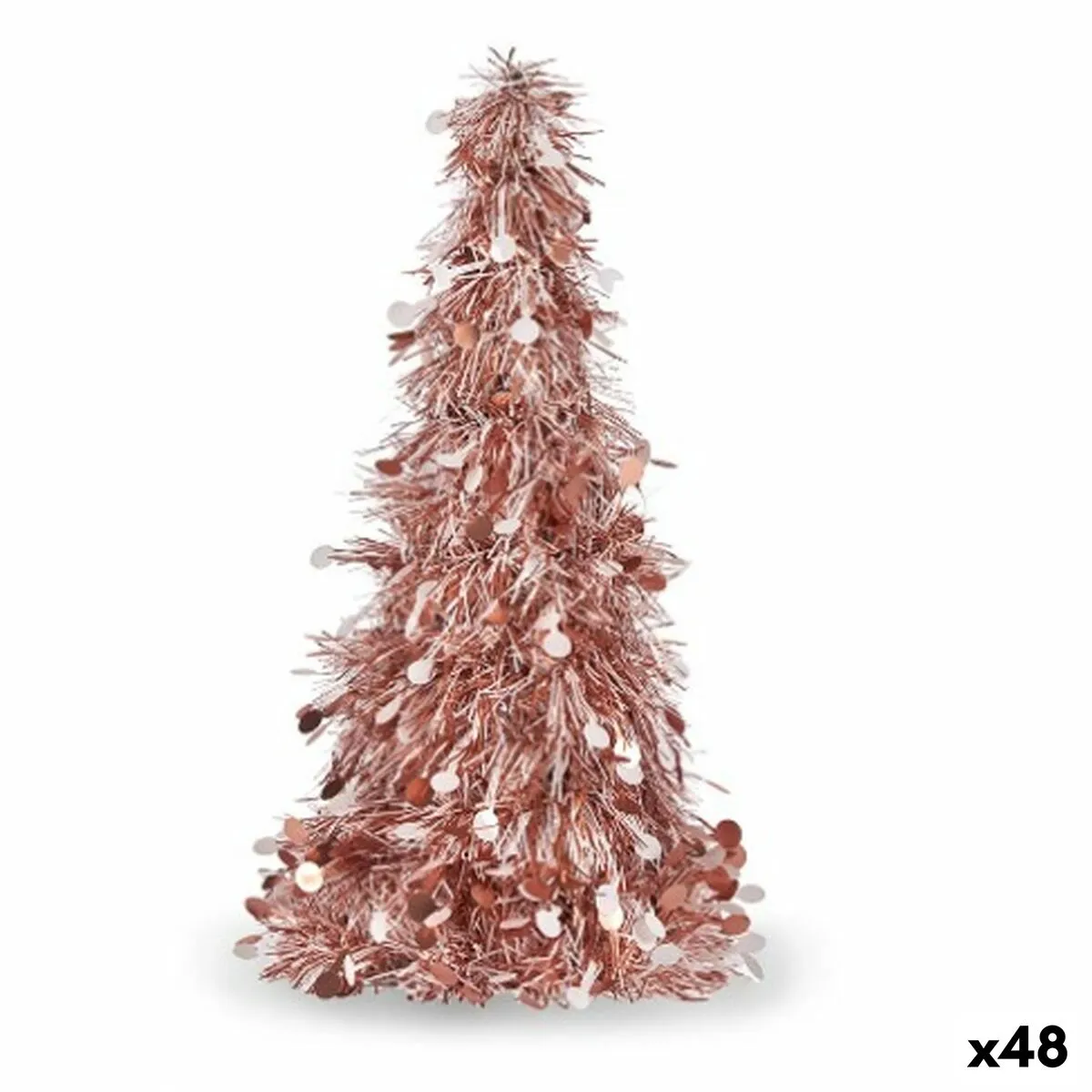 Statua Decorativa Albero di Natale Tinsel Bianco Rosa polipropilene PET 18 x 31 x 18 cm (48 Unità)