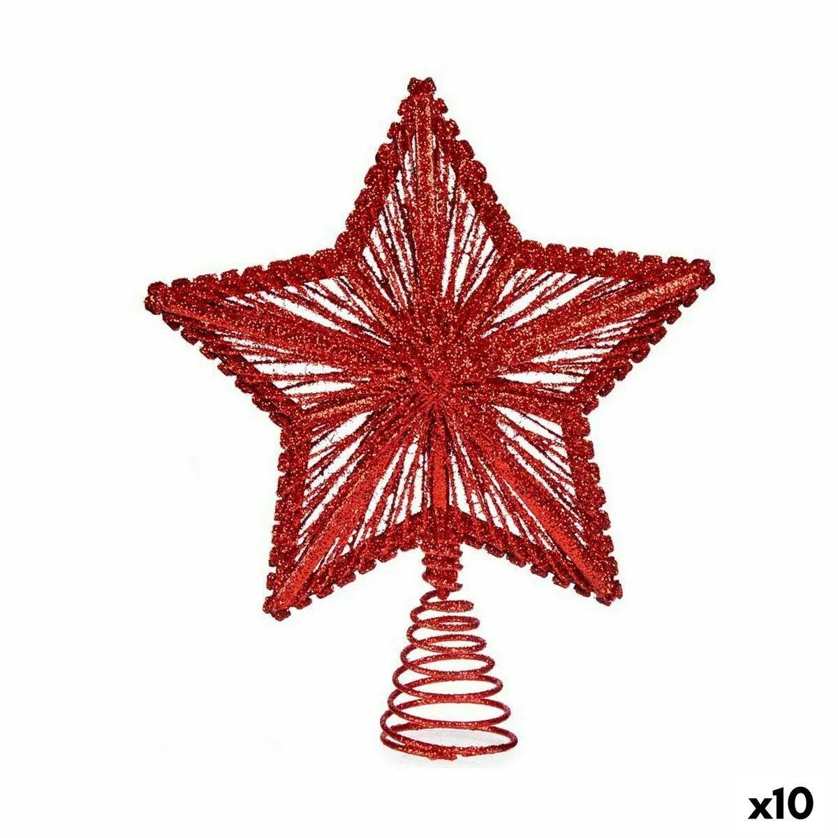 Stella di Natale Rosso Acciaio Plastica 20 x 5 x 25 cm (10 Unità)