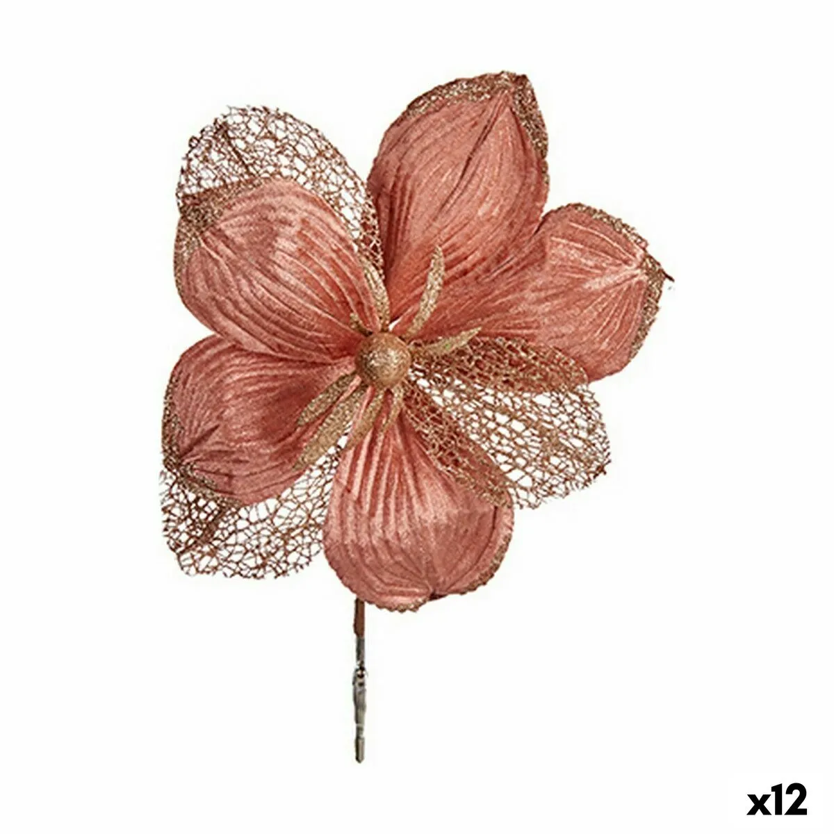 Fiore Decorativo Velluto Rosa Plastica 23 x 28 x 2,5 cm (12 Unità)