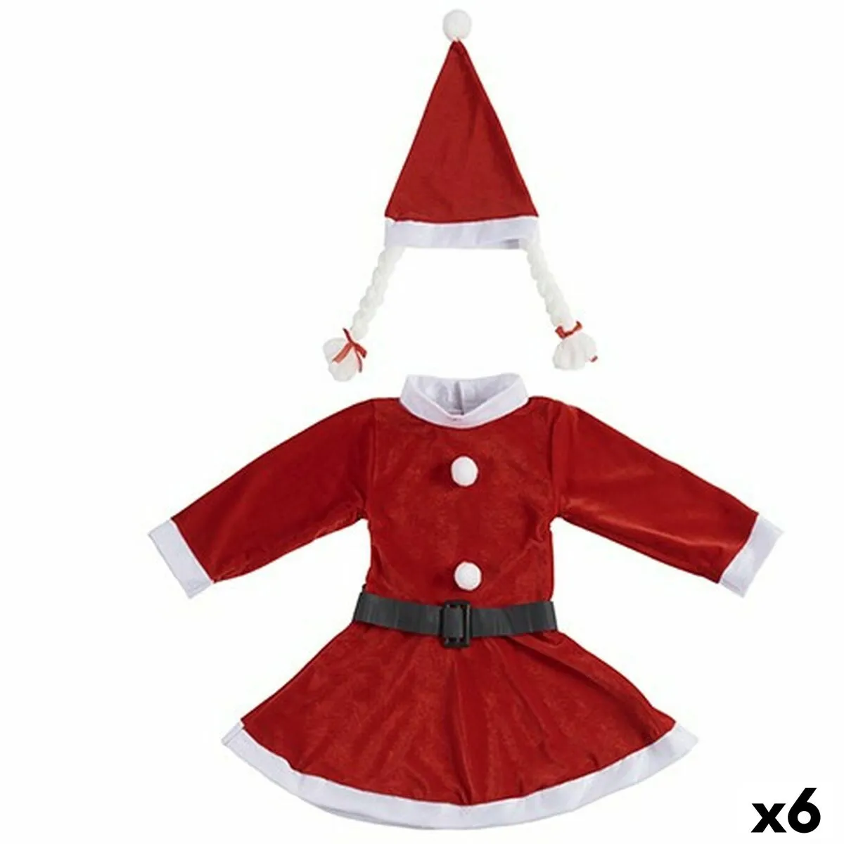 Costume per Bambini 9-13 Anni Mamma Natale Bianco Rosso (6 Unità)