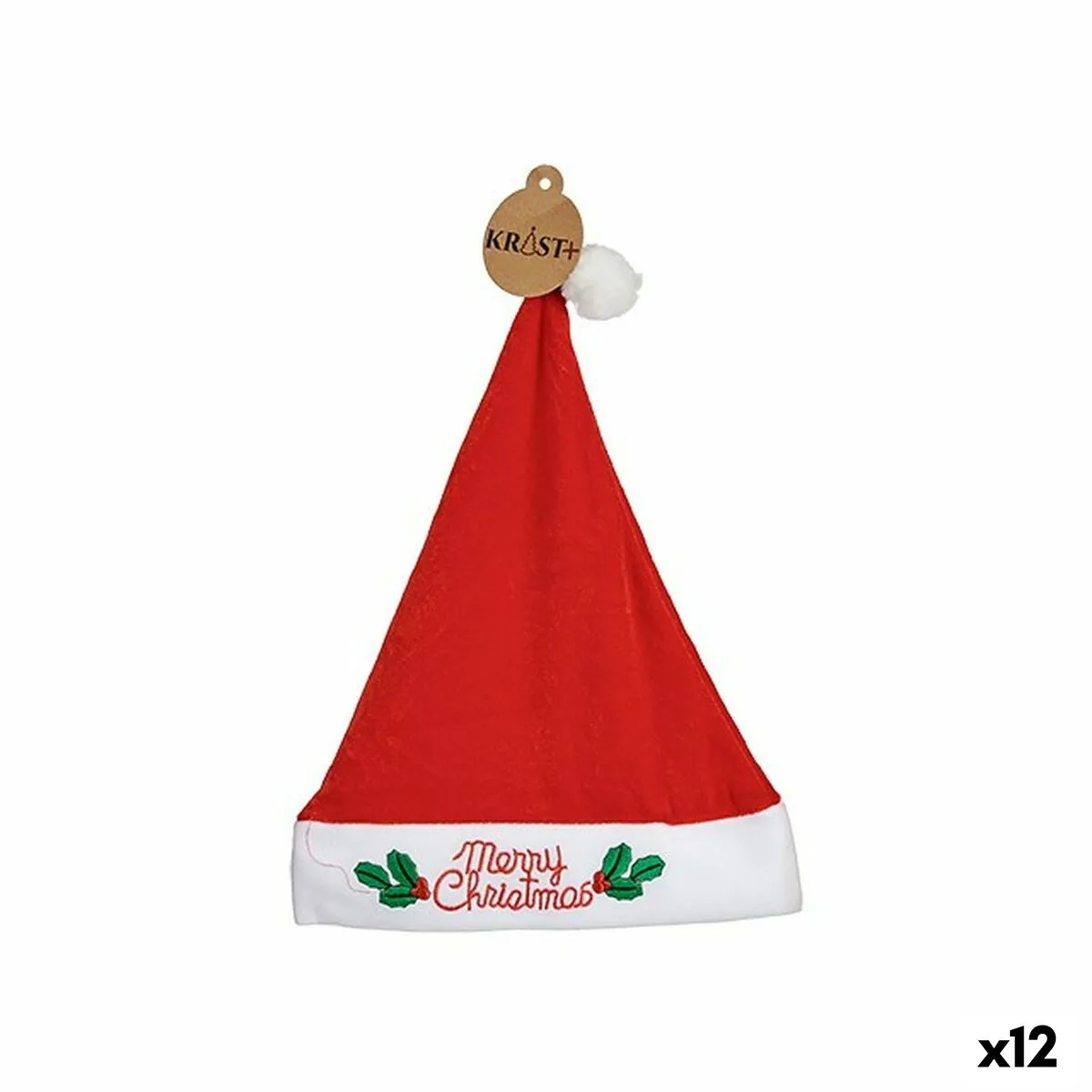 Cappello di Babbo Natale Merry Christmas Rosso 28 x 2 x 42 cm (12 Unità)