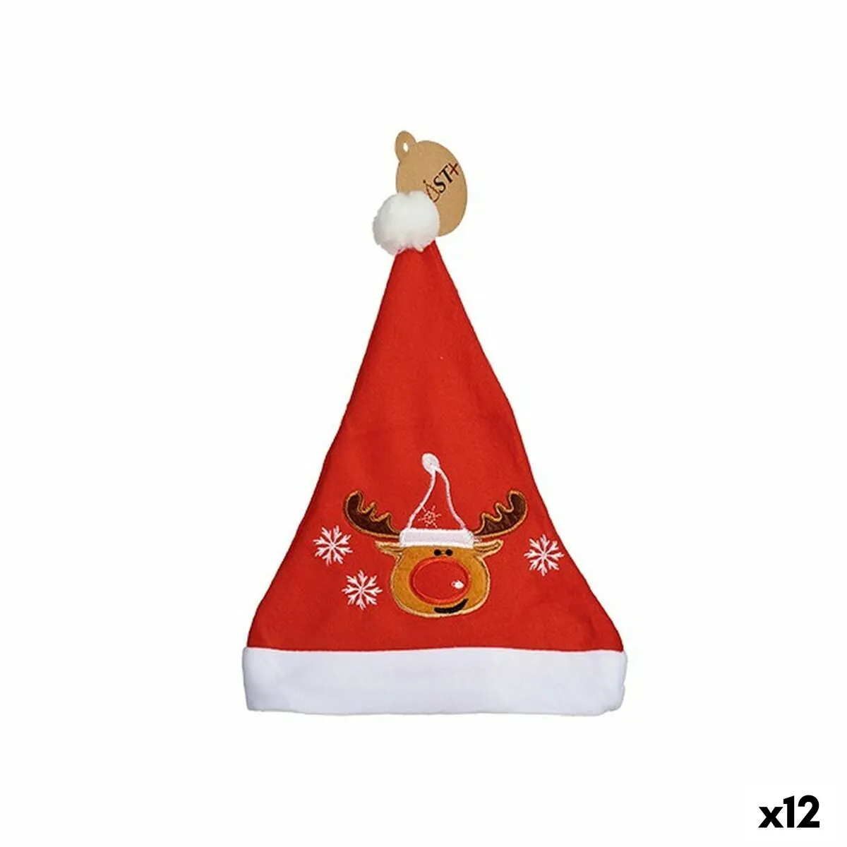 Cappello di Babbo Natale Renna Rosso 27 x 1 x 40 cm (12 Unità)