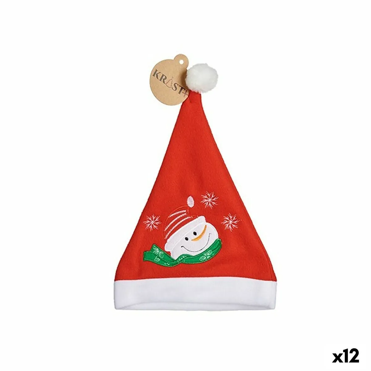 Cappello di Babbo Natale Pupazzo di Neve Rosso 24 x 1 x 35 cm (12 Unità)