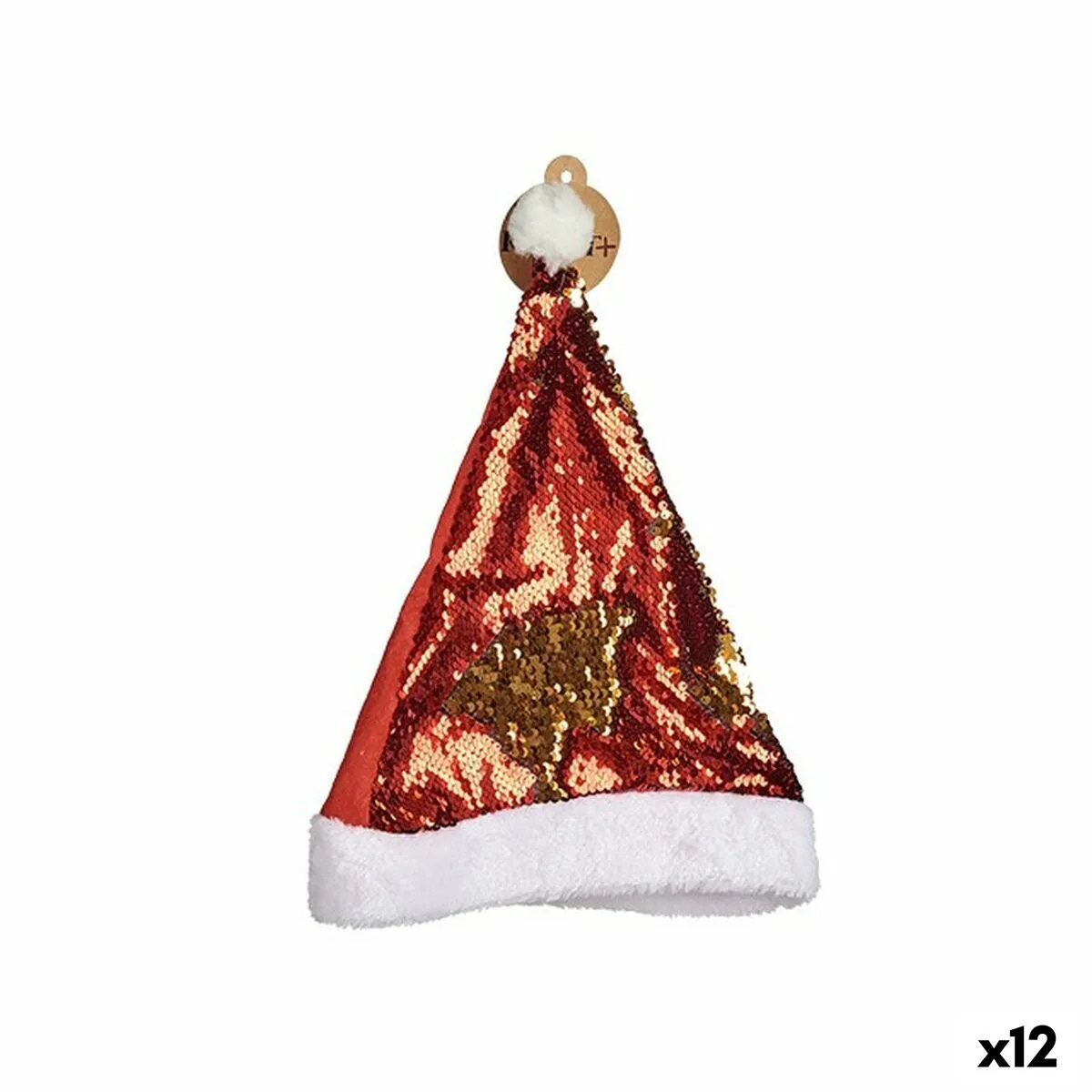 Cappello di Babbo Natale Paillettes Rosso Dorato 28 x 2 x 39 cm (12 Unità)