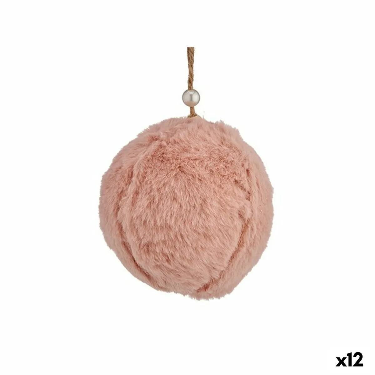 Palla di Natale Peluche Rosa scuro 8 x 8 x 8 cm (12 Unità)