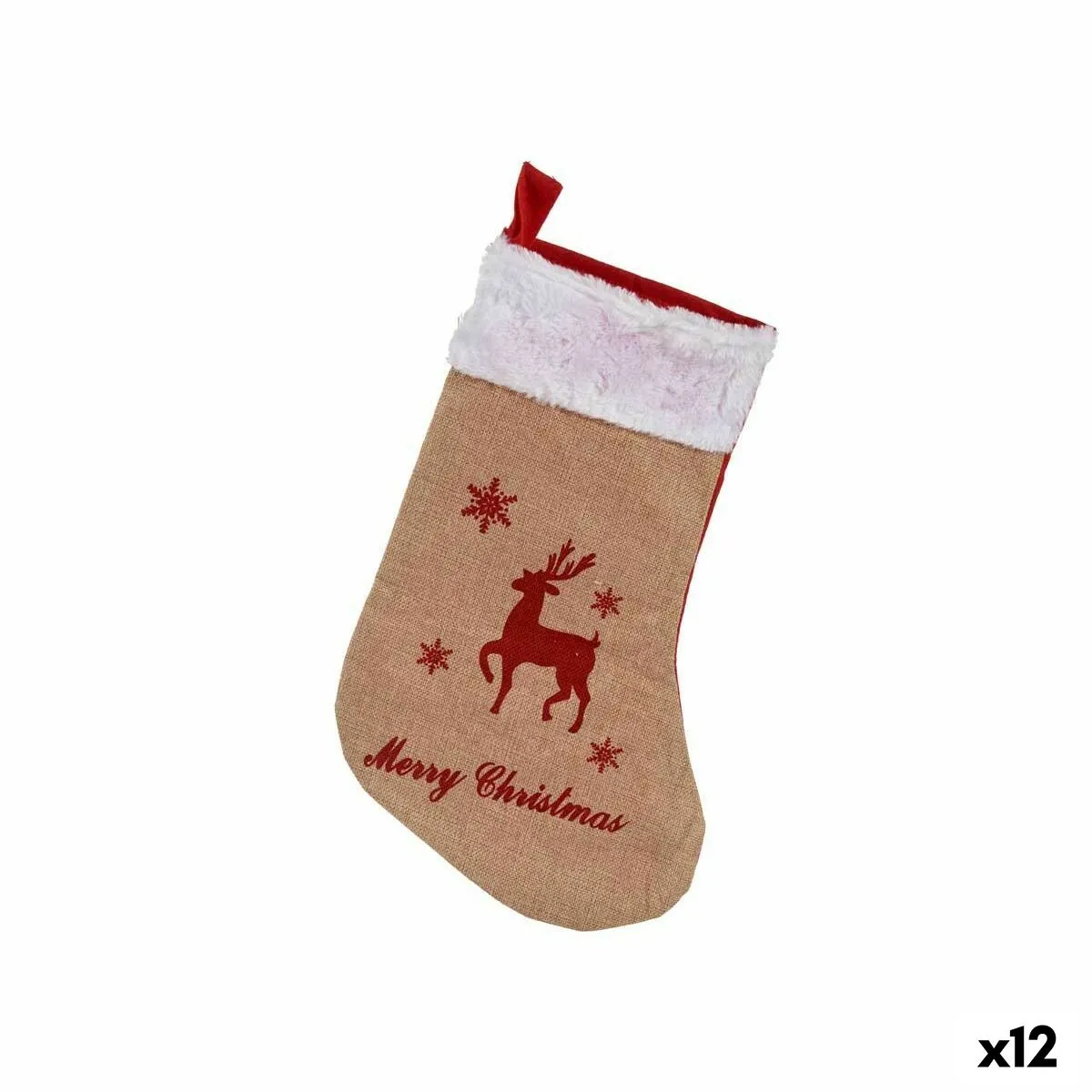 Decorazione Natalizia Calza di Natale Renna Marrone 25 x 1,5 x 40 cm (12 Unità)