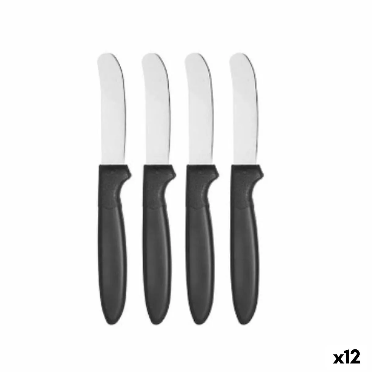 Set di Coltelli Nero Argentato Acciaio inossidabile Plastica 17 cm (12 Unità)