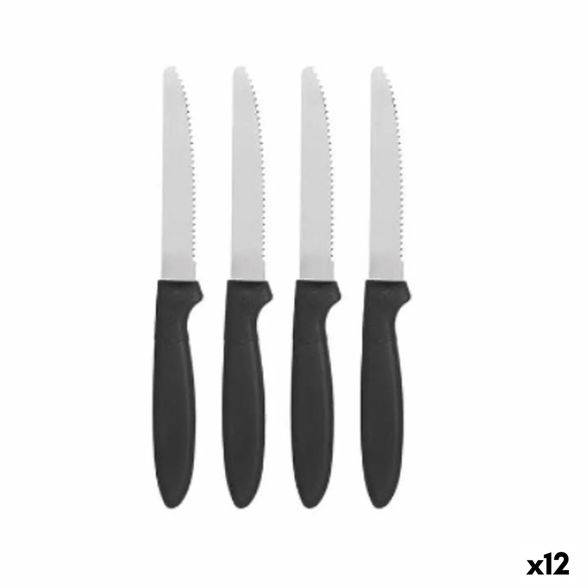 Set di Coltelli Nero Argentato Acciaio inossidabile Plastica 19,5 cm (12 Unità)