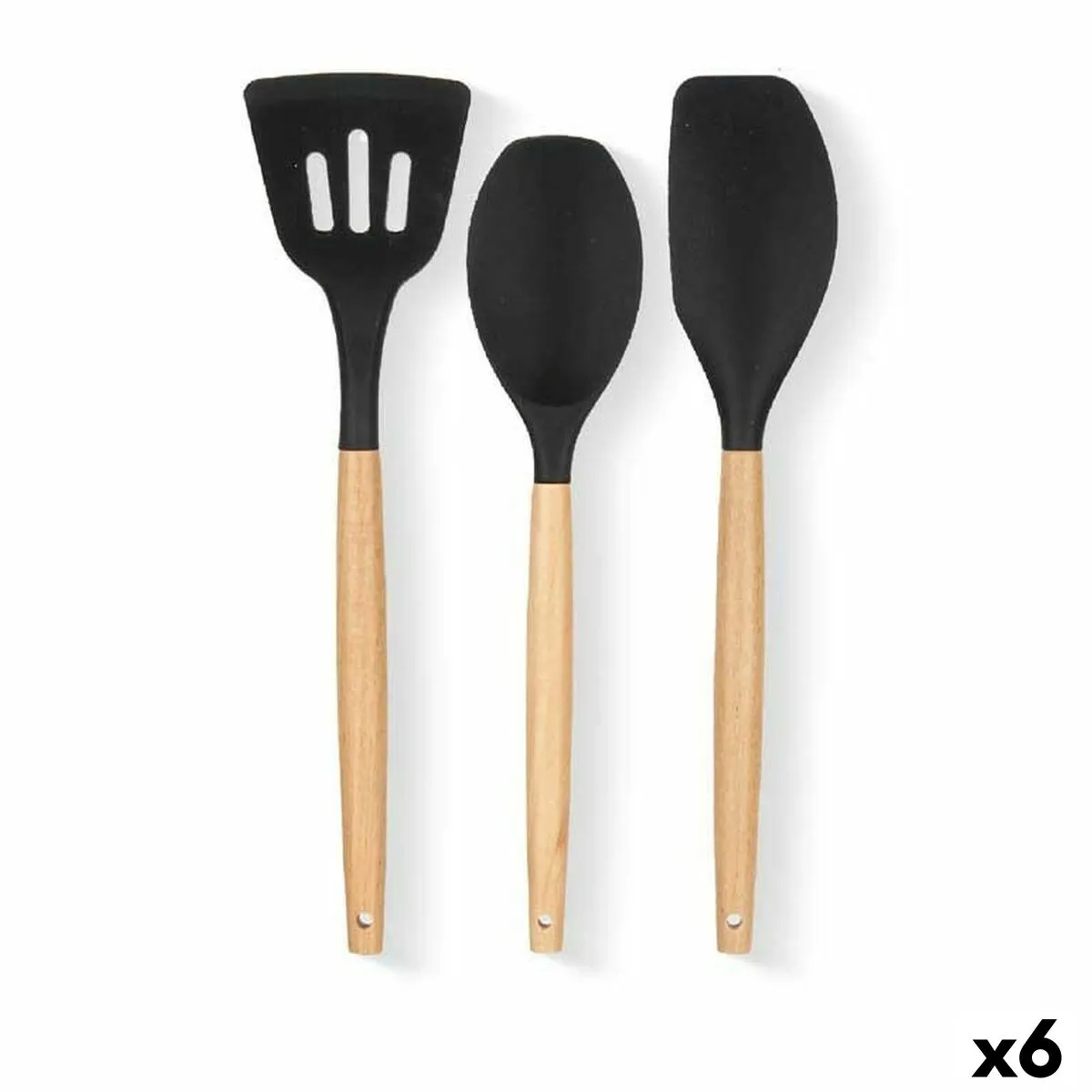 Set di Utensili da Cucina Legno Silicone (6 Unità)