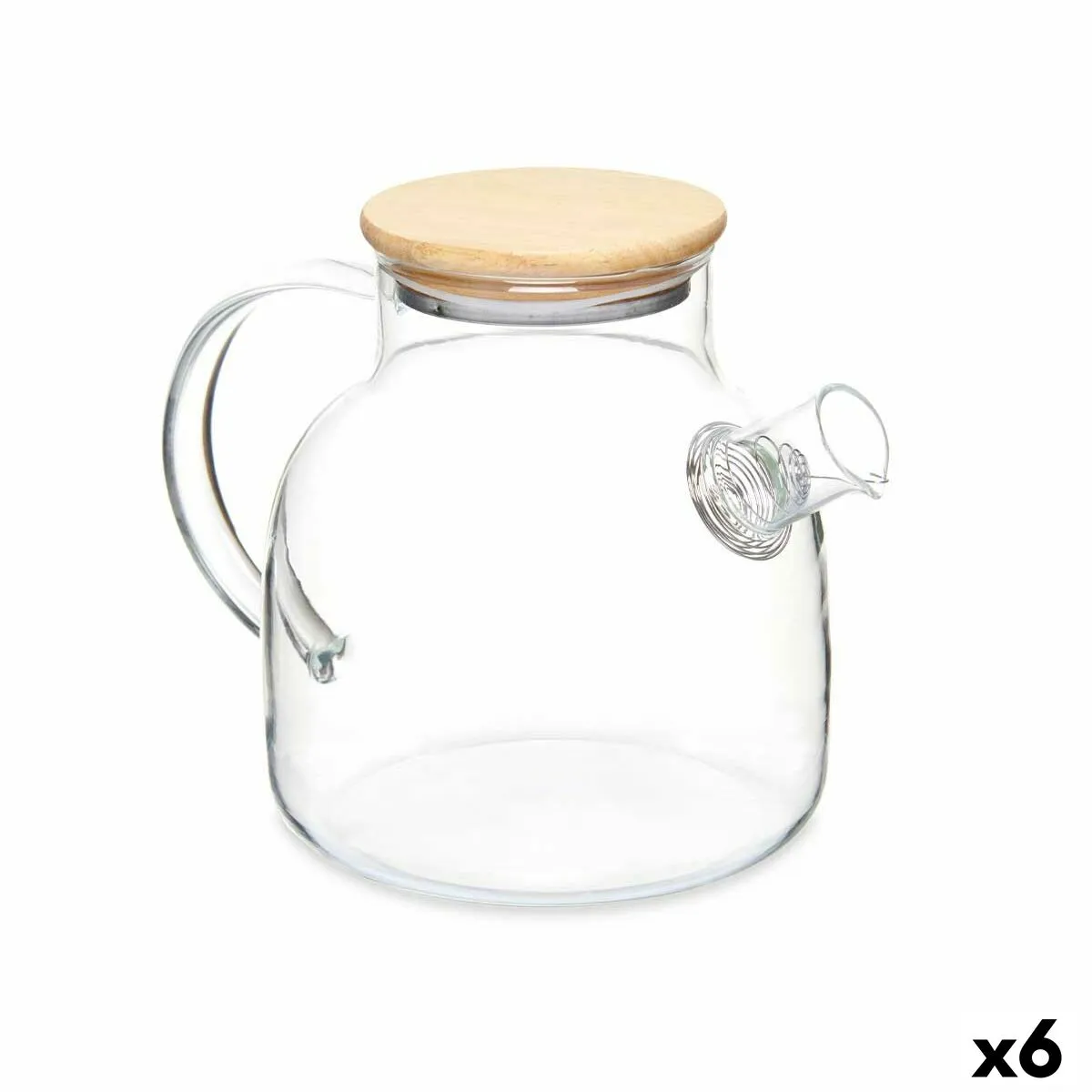 Caraffa con Filtro per Infusioni Trasparente Bambù Vetro Borosilicato 1,2 L (6 Unità)