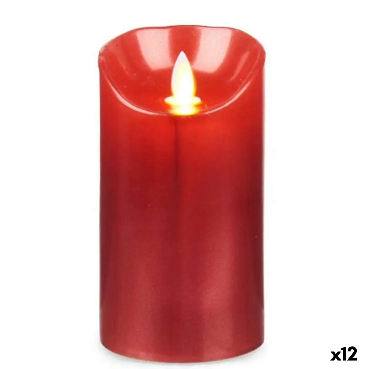 Candela LED Rosso 8 x 8 x 15 cm (12 Unità)