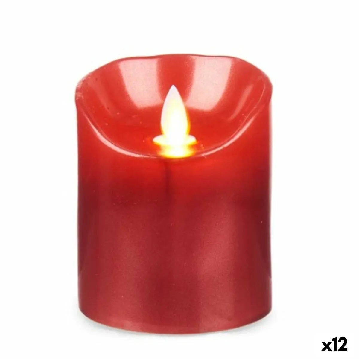 Candela LED Rosso 8 x 8 x 10 cm (12 Unità)