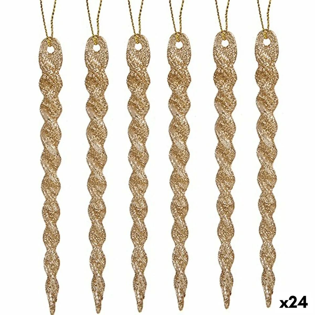 Set di Addobbi di Natale champagne Plastica Porporina 13,5 x 1 x 5,5 cm (24 Unità)