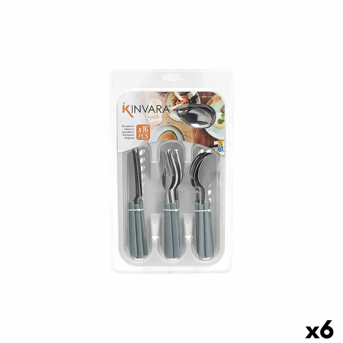 Set di Posate Grigio Argentato Acciaio inossidabile Plastica (6 Unità)