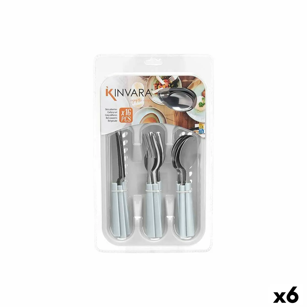 Set di Posate Bianco Argentato Acciaio inossidabile Plastica (6 Unità)