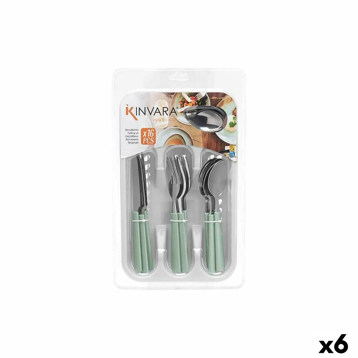 Set di Posate Verde Argentato Acciaio inossidabile Plastica (6 Unità)