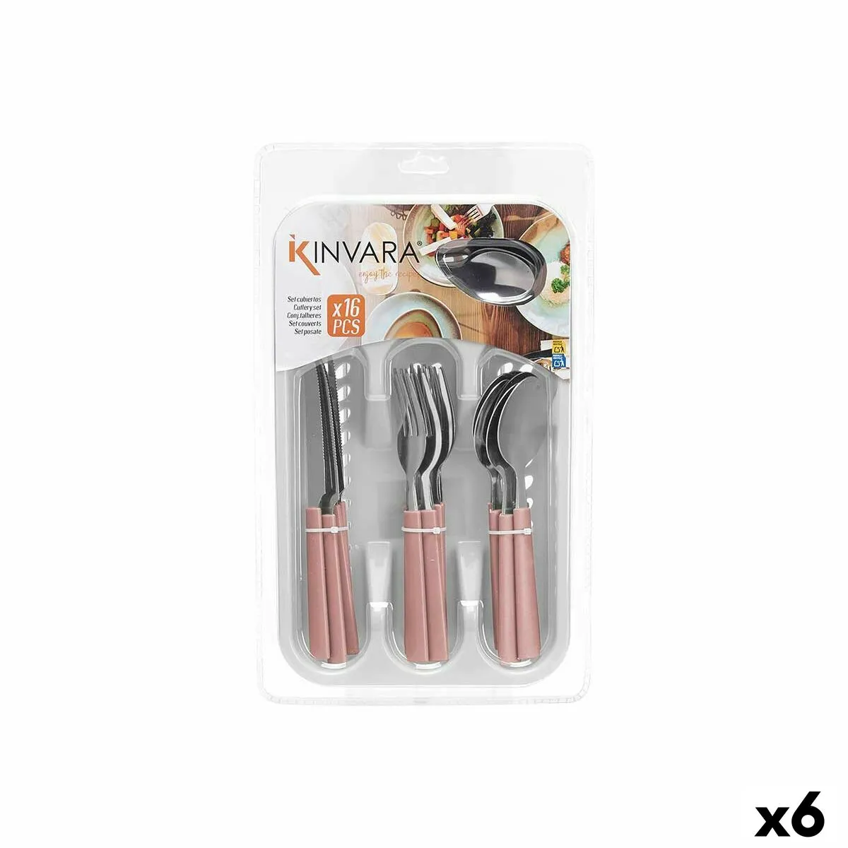 Set di Posate Acciaio inossidabile Plastica Rosa Argentato (6 Unità)