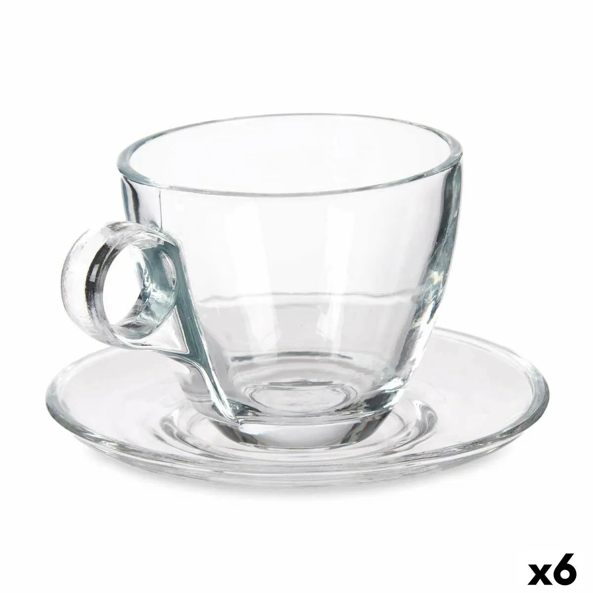 Tazza con Piatto Trasparente Vetro 170 ml (6 Unità)