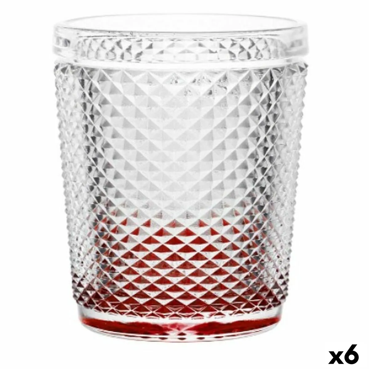 Bicchiere Diamante Rosso Trasparente Vetro 300 ml (6 Unità)