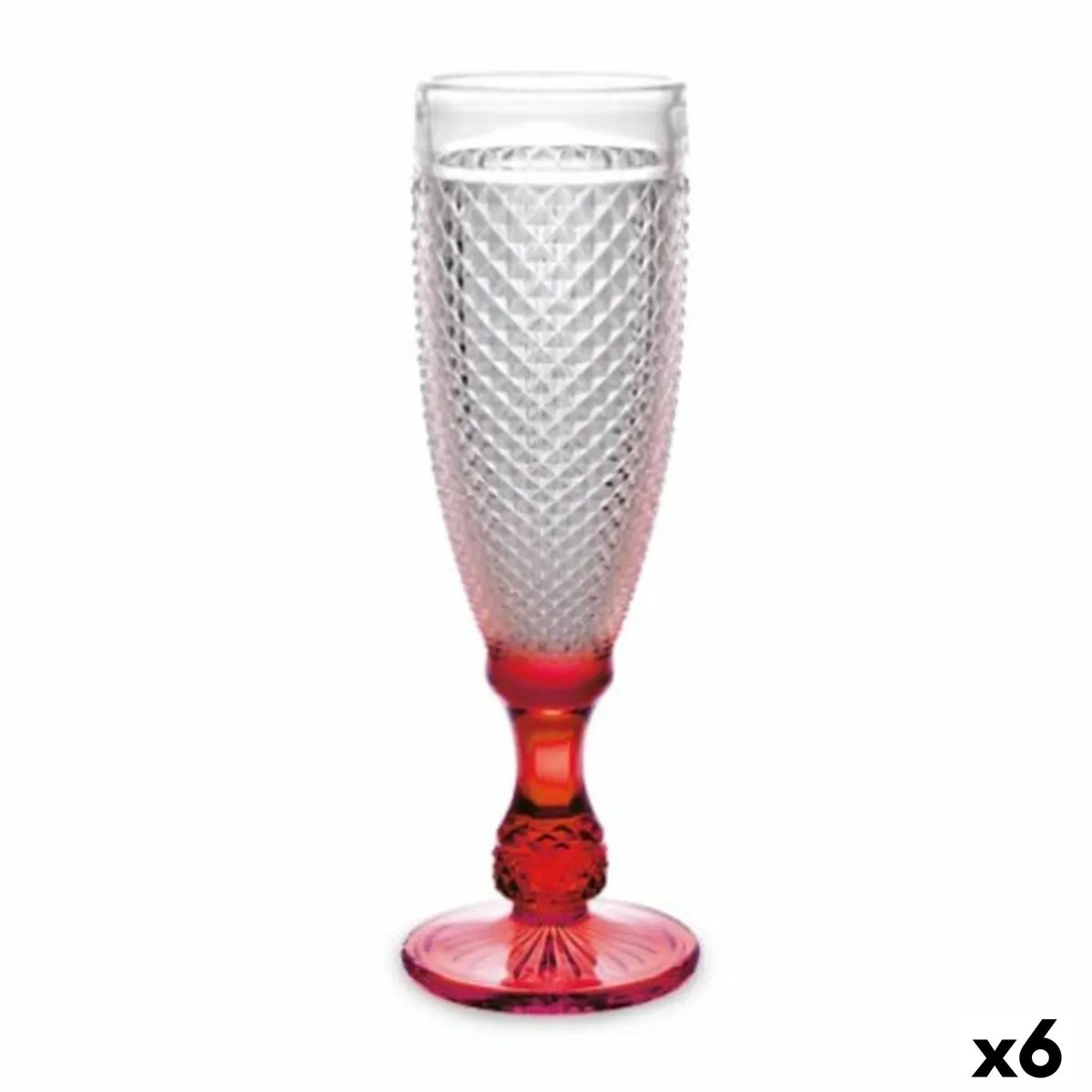 Calice da champagne Diamante Rosso Trasparente Vetro 185 ml (6 Unità)