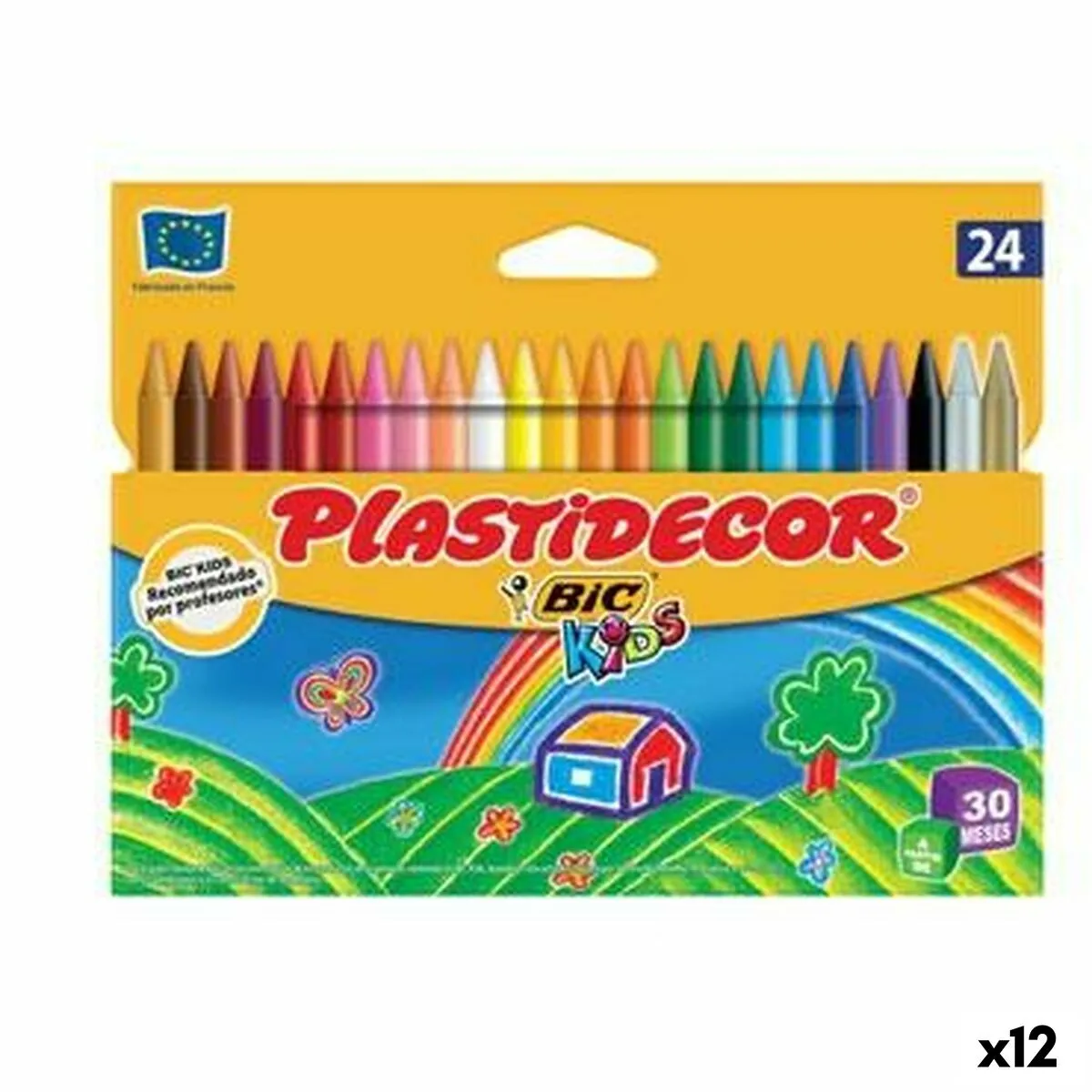 Colori a Cera Plastidecor Multicolore (12 Unità)