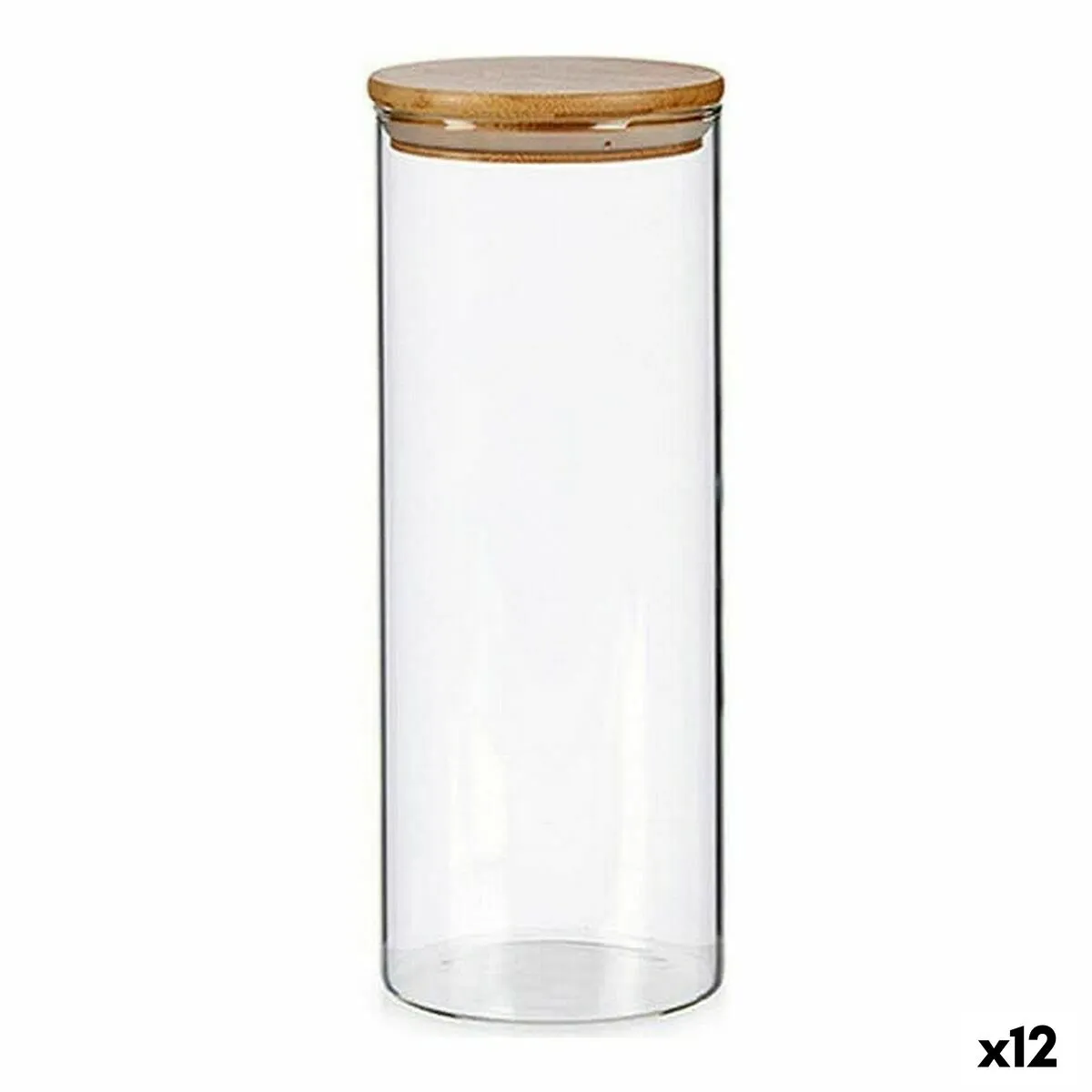 Barattolo Trasparente Bambù Vetro Borosilicato 1,8 L 10,4 x 26 x 10,4 cm (12 Unità)