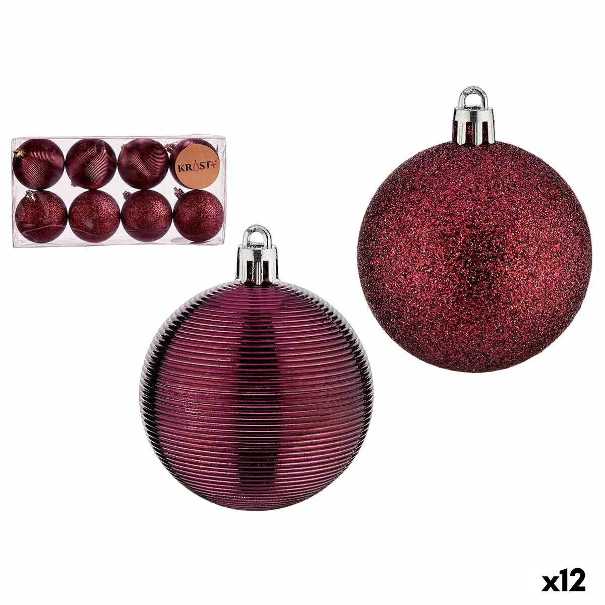 Set di palline di Natale Ø 6 cm Rosso PVC (12 Unità)