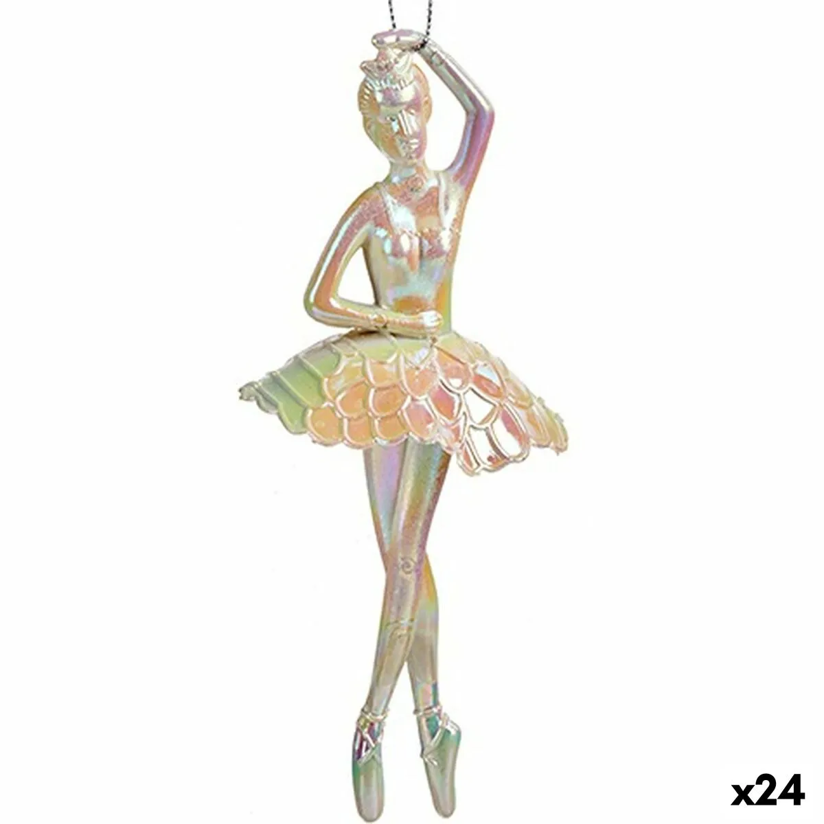 Decorazione Natalizia Ballerina Madreperla Plastica Porporina 6,7 x 16 x 6,7 cm (24 Unità)