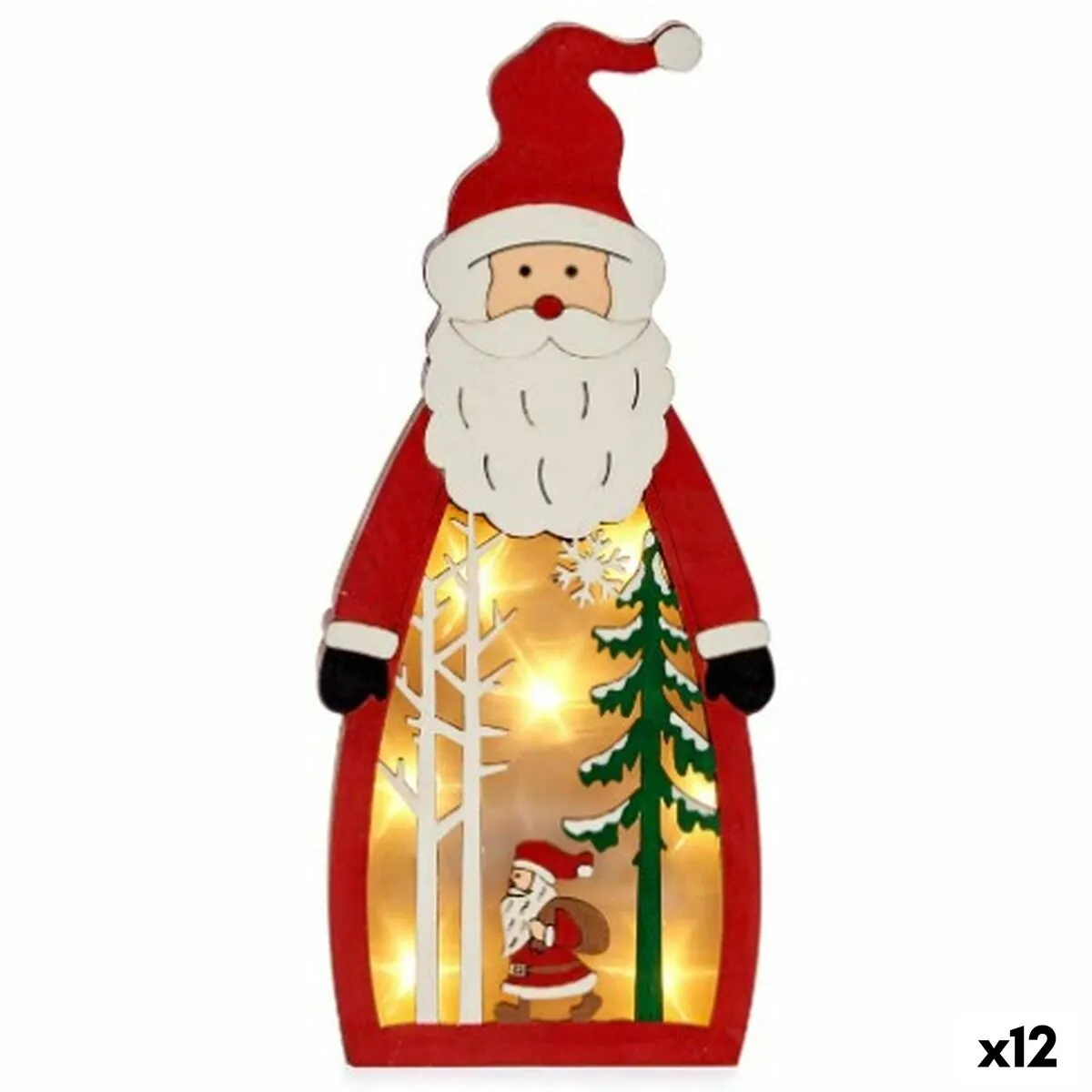 Statua Decorativa Babbo Natale Rosso Legno 2,5 x 27 x 12 cm (12 Unità)