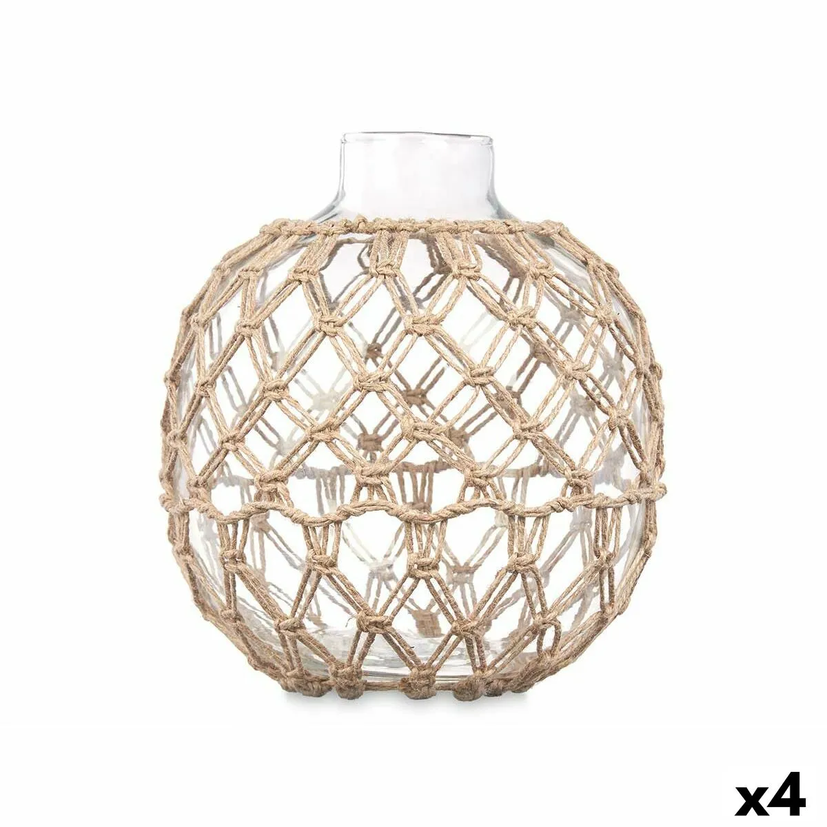 Sfera Decorativa Trasparente Naturale Vetro Corda 21 x 23 cm (4 Unità)