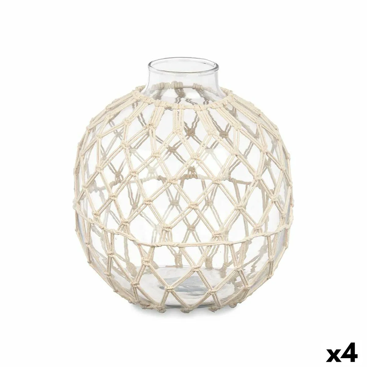 Sfera Decorativa Bianco Trasparente Vetro Corda 21 x 23 cm (4 Unità)