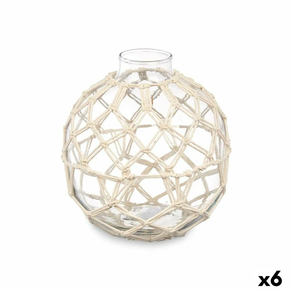 Sfera Decorativa Bianco Trasparente Vetro Corda 18 x 20 cm (6 Unità)