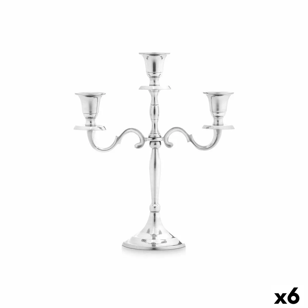 Candelabro Argentato Alluminio 22 x 27,5 x 9 cm (6 Unità)