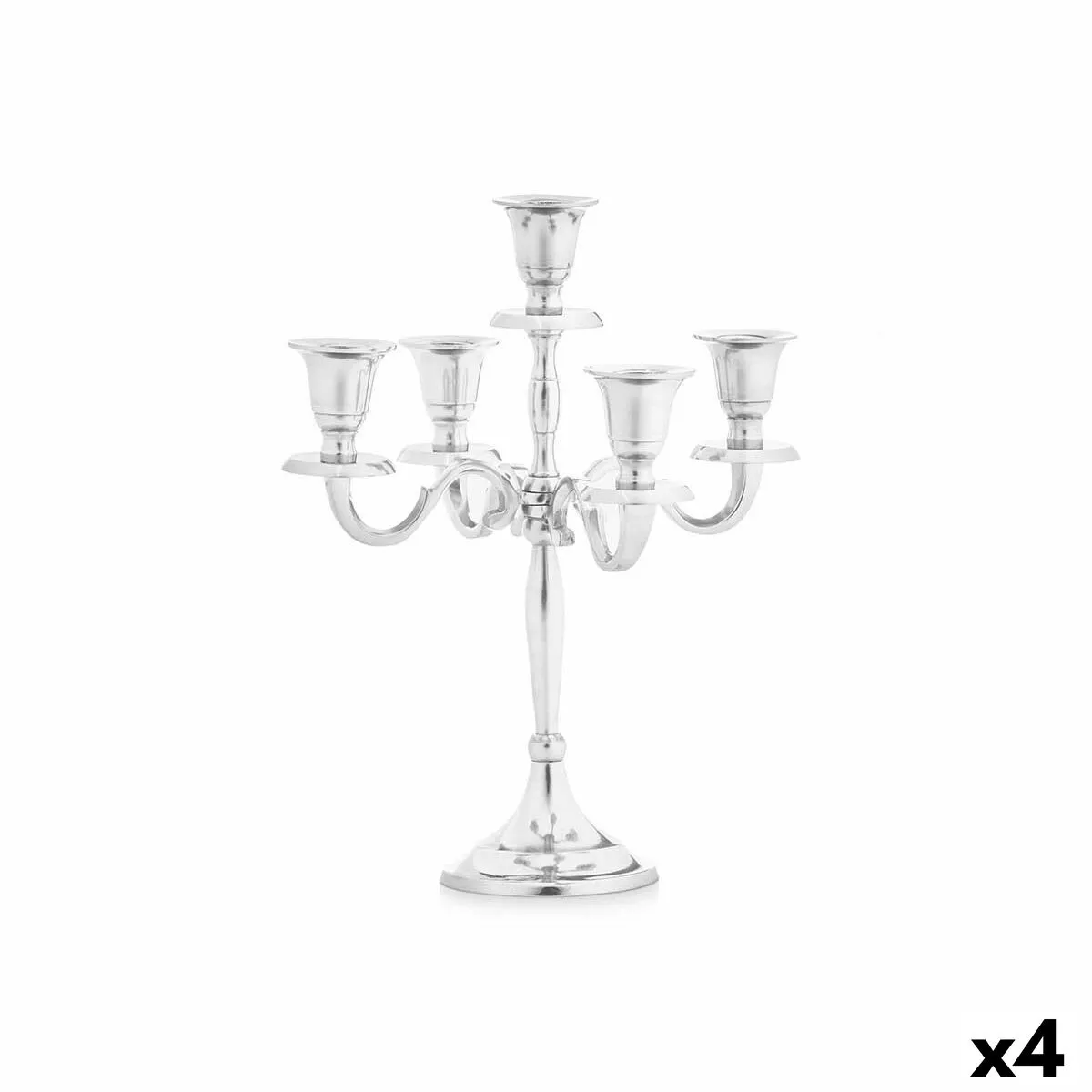 Candelabro Argentato Alluminio 22 x 28,5 x 9 cm (4 Unità)