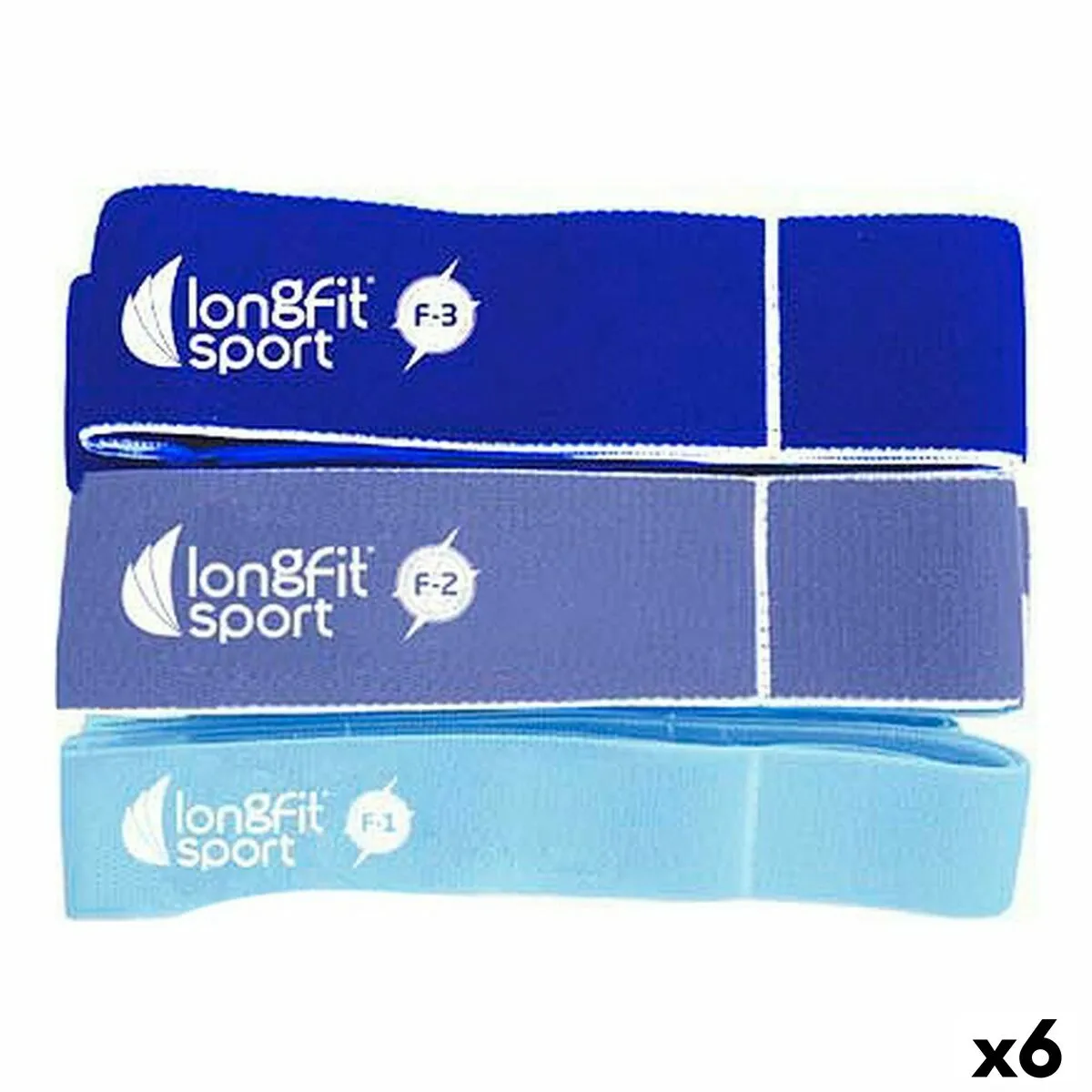 Fasce elastiche di resistenza LongFit Sport   Azzurro 3 Pezzi (6 Unità)