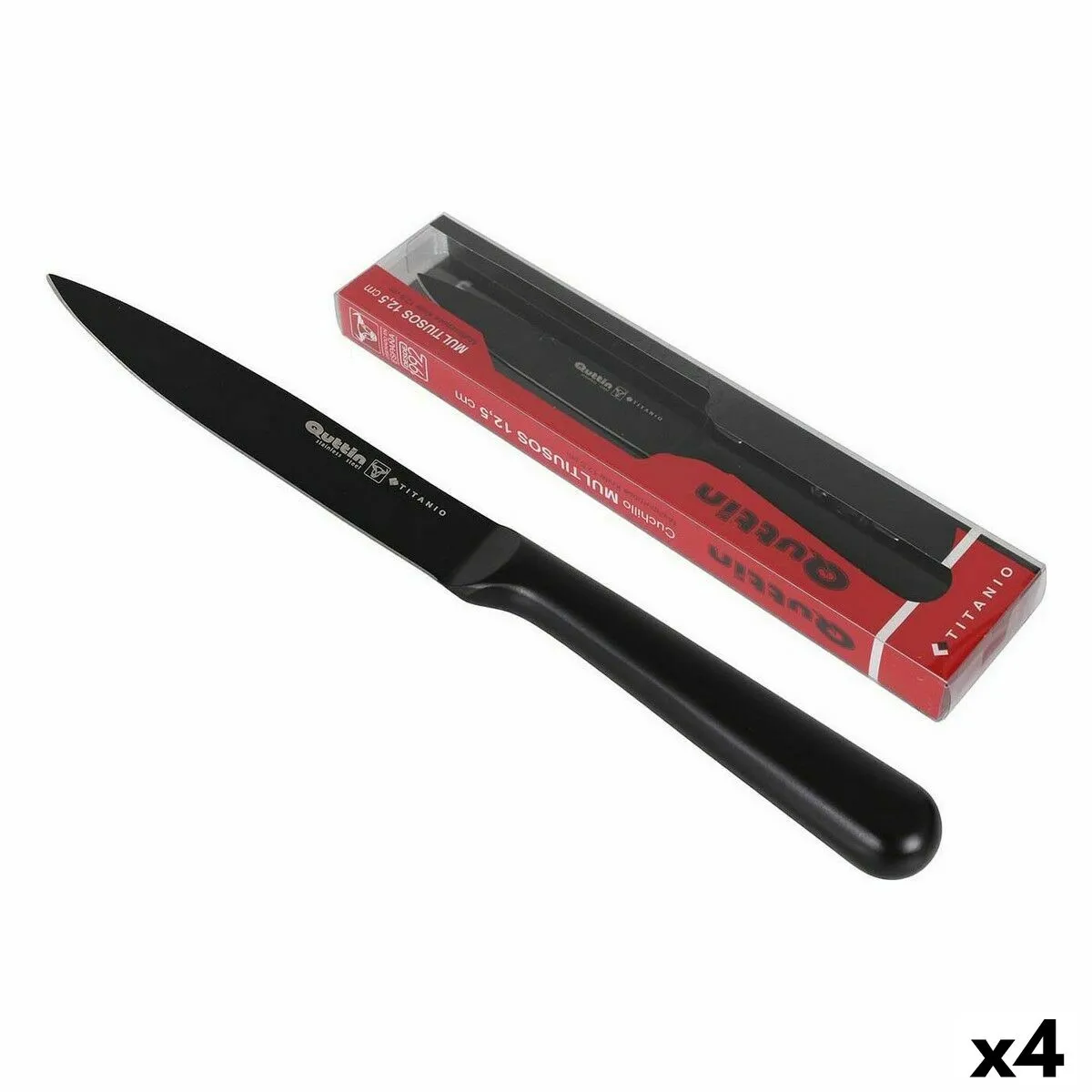 Coltello da Cucina Quttin   Multiuso Titanio 12 cm (4 Unità)