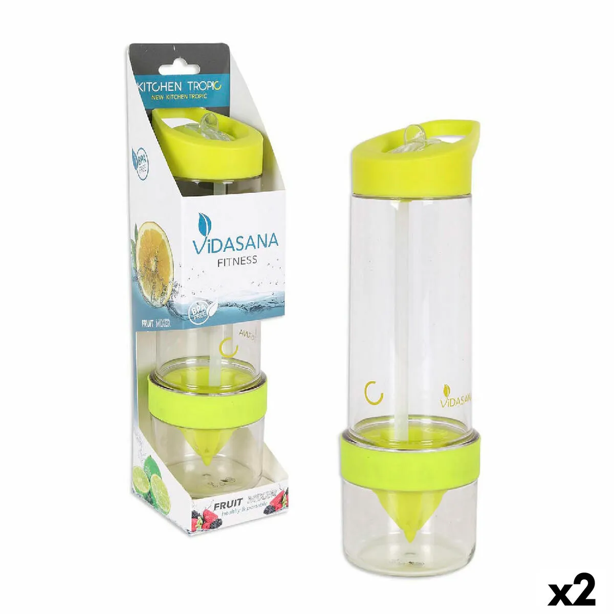 Bottiglia Kitchen Tropic Giallo Miscelatore 7,5 x 24,5 cm (2 Unità)