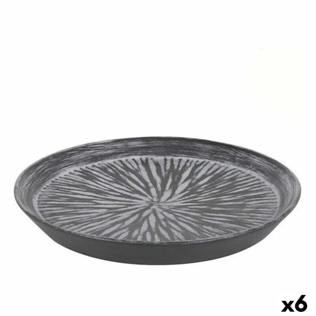 Piatto da Dolce Inde Stoneware Lotus Nero Porcellana (6 Unità)