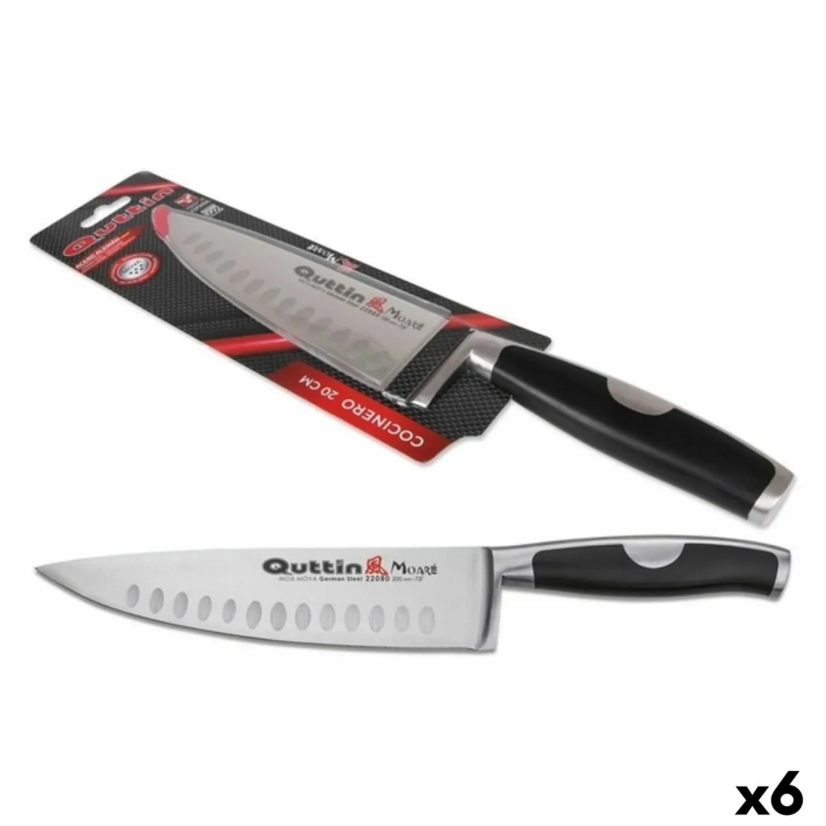 Coltello da Cucina Quttin Moare Acciaio inossidabile 3 mm 34 x 5 x 2 cm (6 Unità) (20 cm)