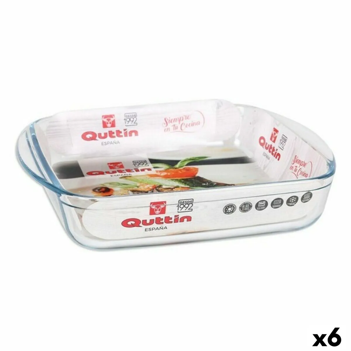 Teglia da Cucina Quttin 63081 1,6 L Vetro 25 x 21,9 x 5 cm (6 Unità)