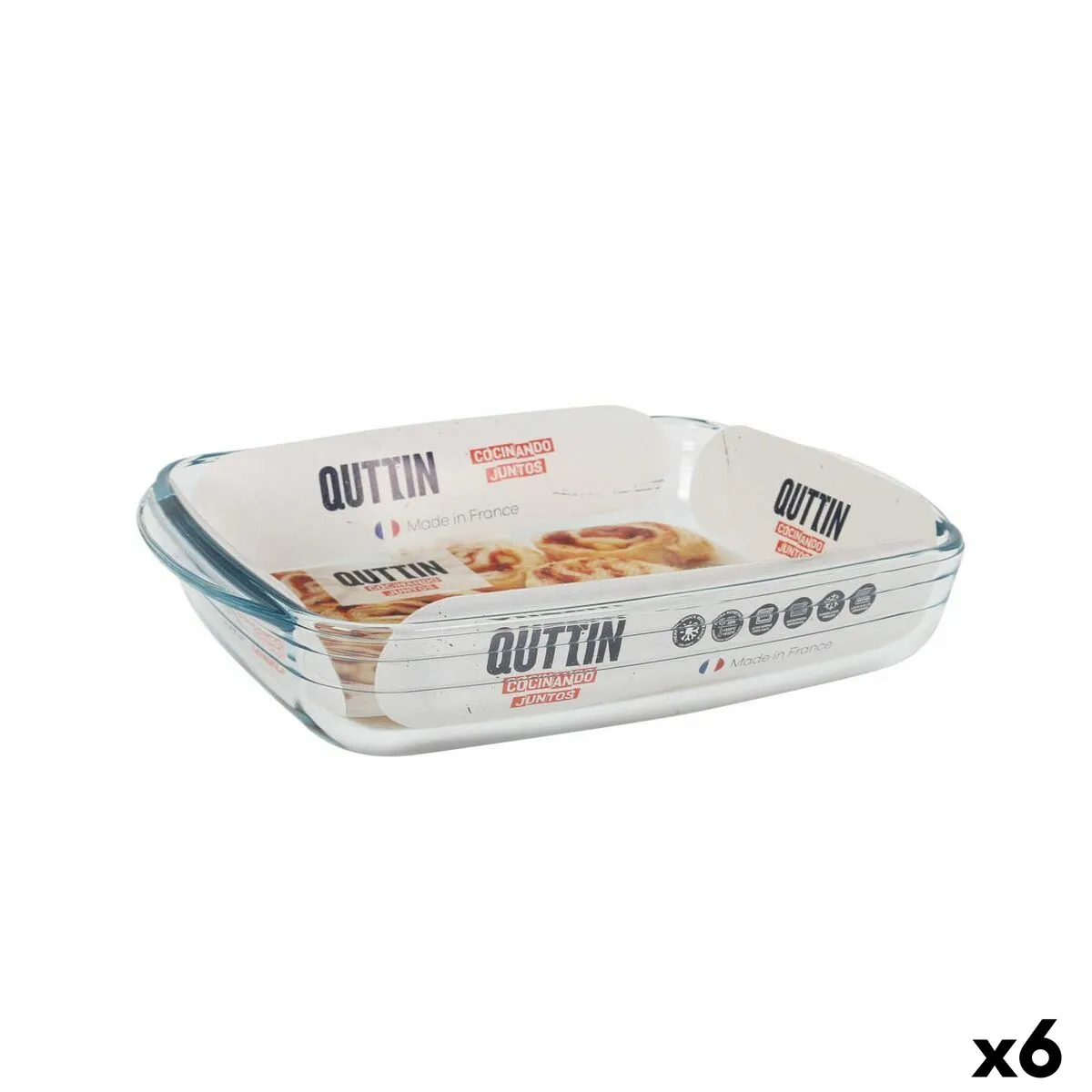 Pirofila da Forno Quttin   1,9 L Vetro Rettangolare 28 x 19,9 x 5 cm (6 Unità)