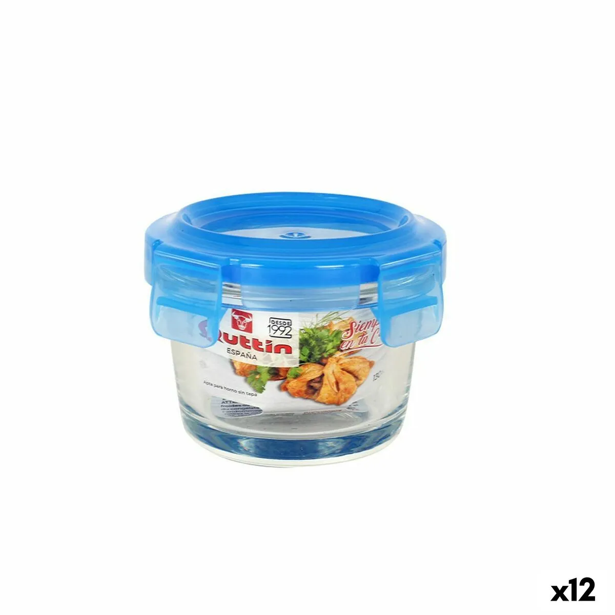 Porta pranzo Ermetico Quttin Azzurro Rotonda 130 ml ø 9 x 6,6 cm (12 Unità)