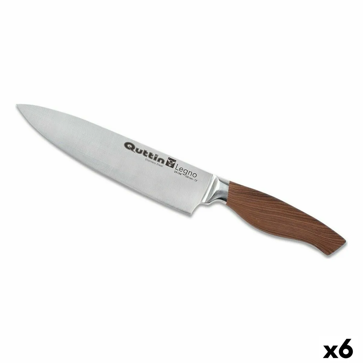 Coltello da Cucina Quttin Legno 20 cm (6 Unità)