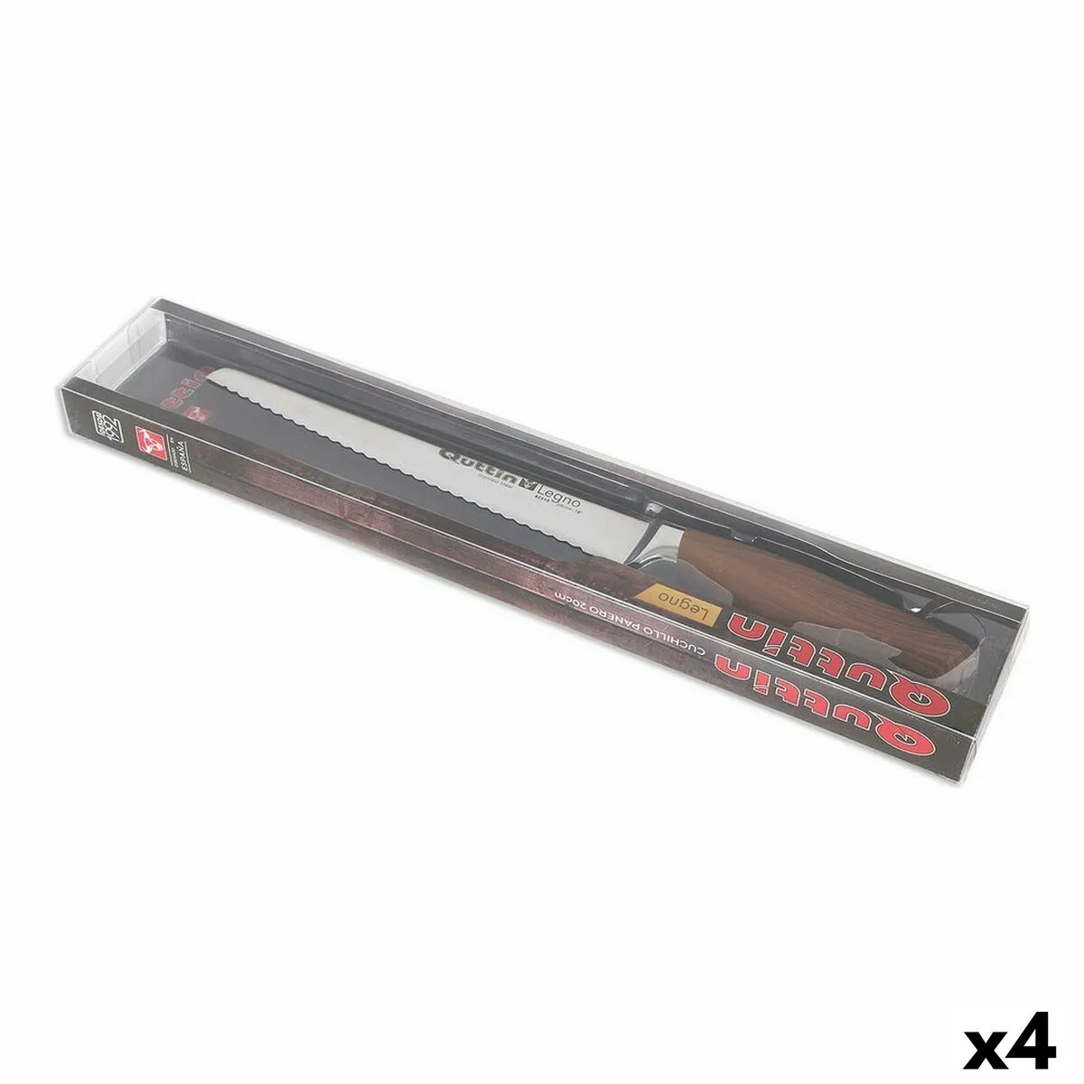 Coltello per il Pane Quttin Legno Acciaio inossidabile 4 Unità 39 x 8 x 3 cm (20 cm)