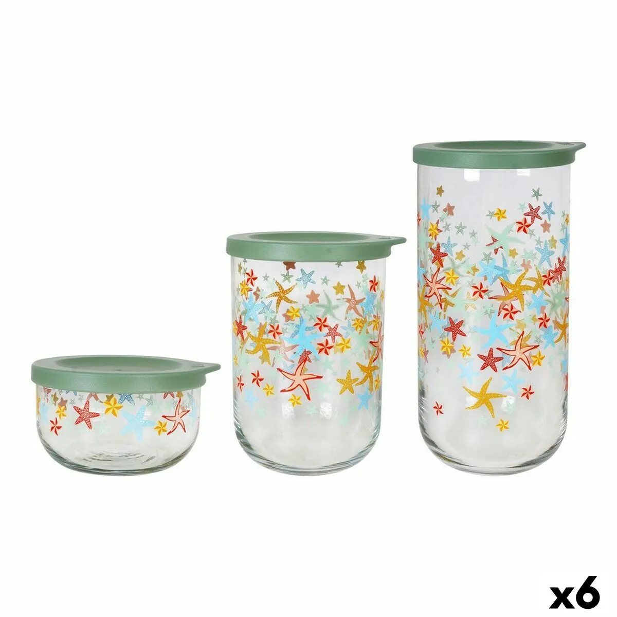 Set di 3 Barattoli LAV Starfish Cristallo 3 Pezzi (6 Unità)