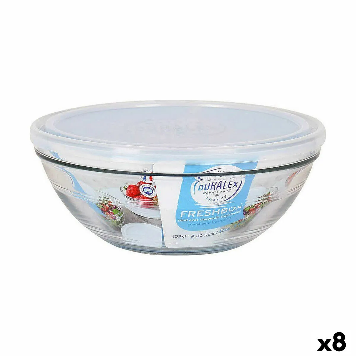 Porta Pranzo Rotondo con Coperchio Duralex FreshBox Azzurro 1,6 L (8 Unità)  