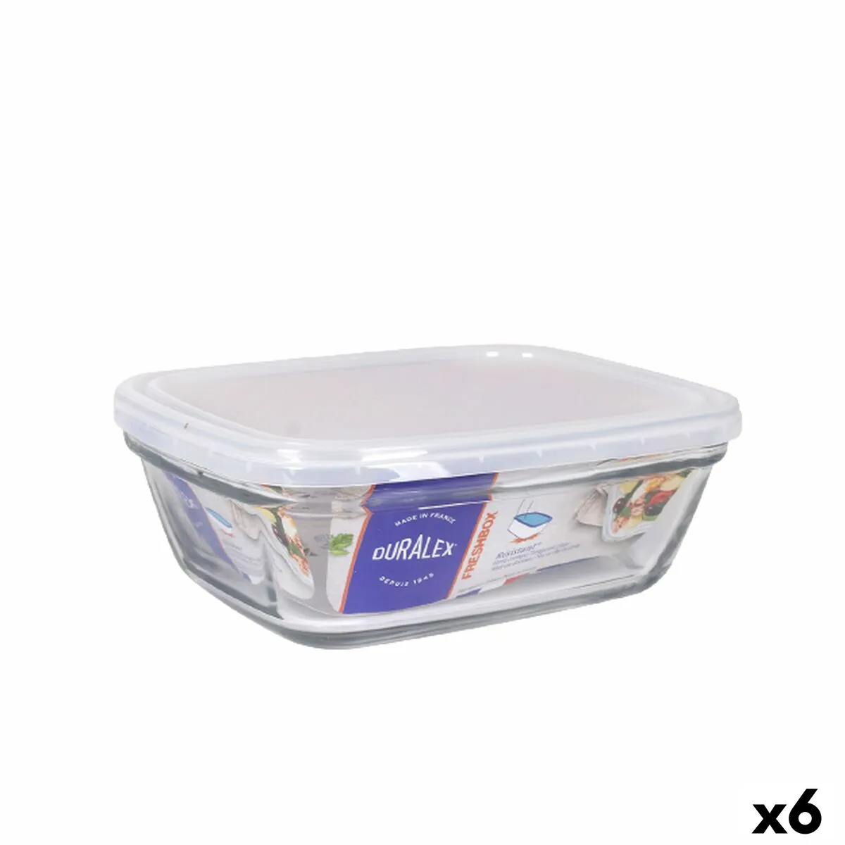 Portapranzo Rettangolare con Coperchio Duralex Freshbox 1,1 L Trasparente (6 Unità)