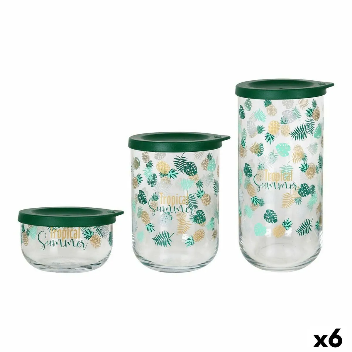 Set di Barattoli LAV Tropical Summer Cristallo 3 Pezzi (6 Unità)