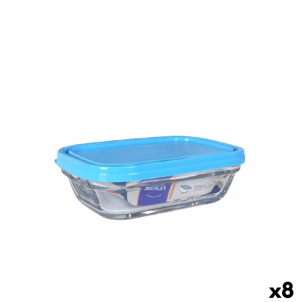 Portapranzo Rettangolare con Coperchio Duralex Freshbox 400 ml Azzurro (8 Unità)