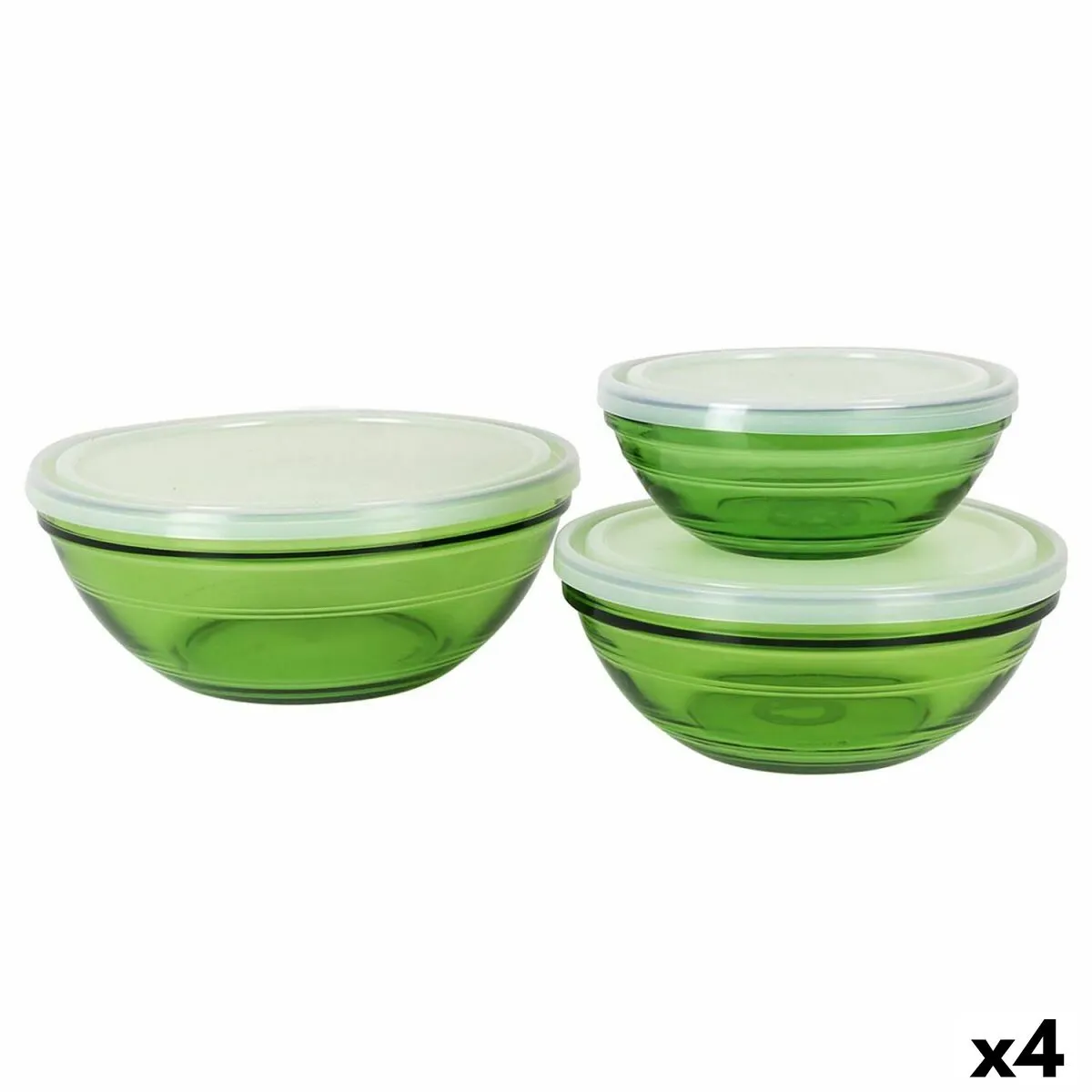 Set di Ciotole Duralex   Verde Con coperchio 3 Pezzi (4 Unità)